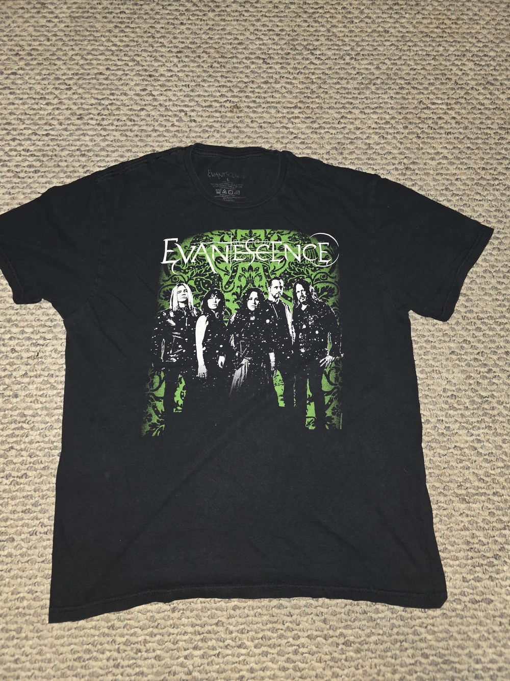 Band Tee  Evanescence Black Graphic Band Tee with Green Artwork